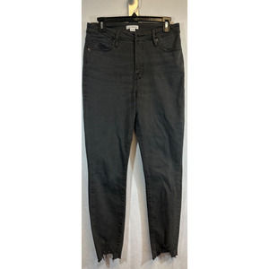 Good American Good Legs 6 Black Chew Hem Skinny Jeans High Rise Stretch Crop A12